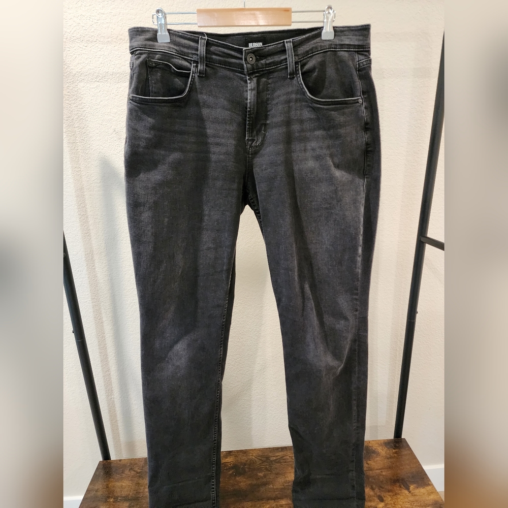 Hudson Slim Straight Leg Black Denim Jeans Black Fit Size 34 Waist